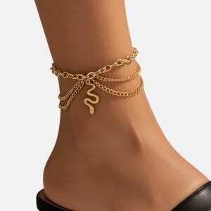 Gold Snake Multilayer Ankle Bracelet